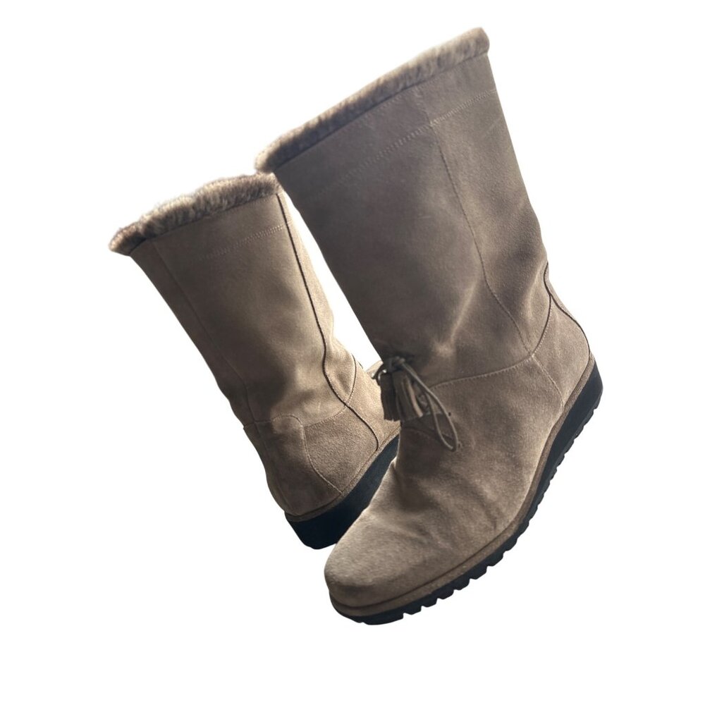 Stuart Weitzman Sockette Boots Taupe Mid-Calf Sue… - image 3